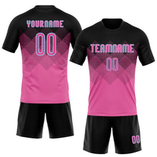 Laden Sie das Bild in den Galerie-Viewer, Custom Pink Black-Light Blue Geometric Shape Sublimation Volleyball Uniform Jersey
