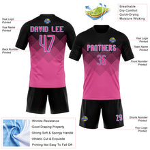 Laden Sie das Bild in den Galerie-Viewer, Custom Pink Black-Light Blue Geometric Shape Sublimation Volleyball Uniform Jersey
