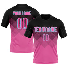 Laden Sie das Bild in den Galerie-Viewer, Custom Pink Black-Light Blue Geometric Shape Sublimation Volleyball Uniform Jersey
