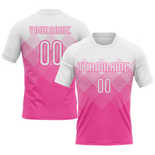 Laden Sie das Bild in den Galerie-Viewer, Custom Pink White Geometric Shape Sublimation Volleyball Uniform Jersey
