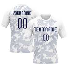 Laden Sie das Bild in den Galerie-Viewer, Custom White Navy Curve Lines Sublimation Volleyball Uniform Jersey
