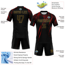 Charger l&#39;image dans la galerie, Custom Black Red-Old Gold Splash Sublimation Volleyball Uniform Jersey
