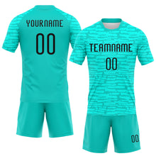 Laden Sie das Bild in den Galerie-Viewer, Custom Aqua Black Abstract Fragment Art Sublimation Volleyball Uniform Jersey
