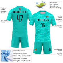 Laden Sie das Bild in den Galerie-Viewer, Custom Aqua Black Abstract Fragment Art Sublimation Volleyball Uniform Jersey
