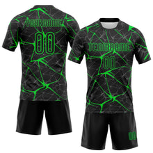 Load image into Gallery viewer, Custom Black Neon Green Abstract Network Sublimation Volleyball Uniform Jersey
