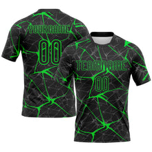 Load image into Gallery viewer, Custom Black Neon Green Abstract Network Sublimation Volleyball Uniform Jersey
