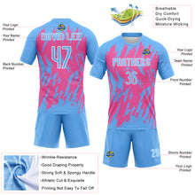 Charger l&#39;image dans la galerie, Custom Powder Blue Pink-White Splash Sublimation Volleyball Uniform Jersey
