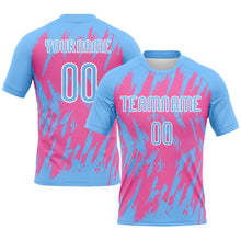 Charger l&#39;image dans la galerie, Custom Powder Blue Pink-White Splash Sublimation Volleyball Uniform Jersey
