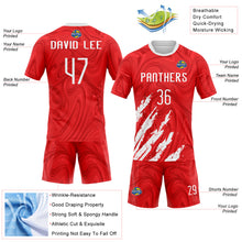 Load image into Gallery viewer, Custom Red White Abstract Fragment Art Sublimation Volleyball Uniform Jersey
