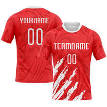 Load image into Gallery viewer, Custom Red White Abstract Fragment Art Sublimation Volleyball Uniform Jersey
