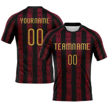 Load image into Gallery viewer, Custom Black Old Gold-Red Abstract Shape Sublimation Volleyball Uniform Jersey
