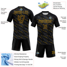 Load image into Gallery viewer, Custom Black Gold Geometric Shape Sublimation Volleyball Uniform Jersey
