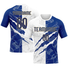 Charger l&#39;image dans la galerie, Custom Graffiti Pattern Royal-Old Gold Scratch Sublimation Volleyball Uniform Jersey
