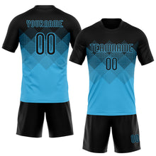 Charger l&#39;image dans la galerie, Custom Sky Blue Black Geometric Shape Sublimation Volleyball Uniform Jersey
