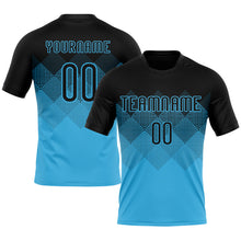 Charger l&#39;image dans la galerie, Custom Sky Blue Black Geometric Shape Sublimation Volleyball Uniform Jersey
