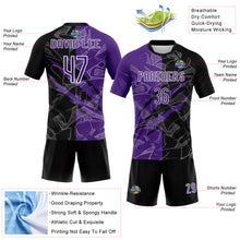 Load image into Gallery viewer, Custom Graffiti Pattern Purple-Black Scratch Sublimation Volleyball Uniform Jersey
