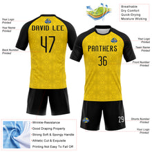 Load image into Gallery viewer, Custom Gold Black-White Geometric Shape Sublimation Volleyball Uniform Jersey
