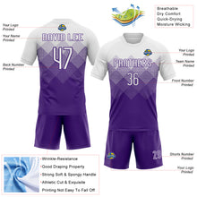 Laden Sie das Bild in den Galerie-Viewer, Custom Purple White Geometric Shape Sublimation Volleyball Uniform Jersey
