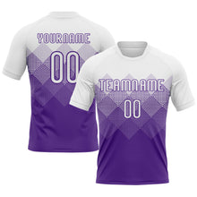 Load image into Gallery viewer, Custom Purple White Geometric Shape Sublimation Volleyball Uniform Jersey
