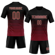 Laden Sie das Bild in den Galerie-Viewer, Custom Black Maroon-Cream Pinstripe Fade Fashion Sublimation Volleyball Uniform Jersey
