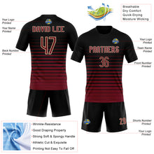 Laden Sie das Bild in den Galerie-Viewer, Custom Black Maroon-Cream Pinstripe Fade Fashion Sublimation Volleyball Uniform Jersey
