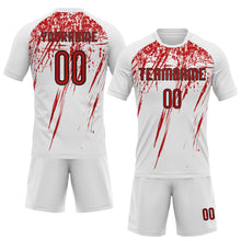 Laden Sie das Bild in den Galerie-Viewer, Custom White Red-Black Splash Sublimation Volleyball Uniform Jersey
