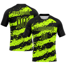 Laden Sie das Bild in den Galerie-Viewer, Custom Black Neon Green Splash Sublimation Volleyball Uniform Jersey
