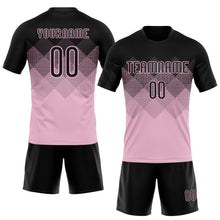 Charger l&#39;image dans la galerie, Custom Light Pink Black Geometric Shape Sublimation Volleyball Uniform Jersey
