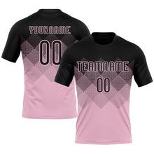 Charger l&#39;image dans la galerie, Custom Light Pink Black Geometric Shape Sublimation Volleyball Uniform Jersey
