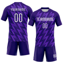 Load image into Gallery viewer, Custom Purple White Zigzag Shape Sublimation Volleyball Uniform Jersey
