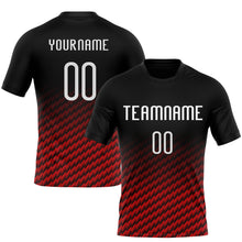 Load image into Gallery viewer, Custom Black White-Red Geometric Shape Sublimation Volleyball Uniform Jersey
