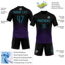 Laden Sie das Bild in den Galerie-Viewer, Custom Black Teal-Purple Geometric Shape Sublimation Volleyball Uniform Jersey
