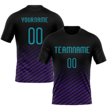 Laden Sie das Bild in den Galerie-Viewer, Custom Black Teal-Purple Geometric Shape Sublimation Volleyball Uniform Jersey
