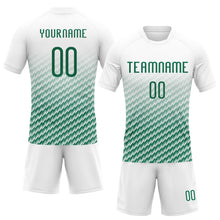 Load image into Gallery viewer, Custom White Kelly Green Geometric Shape Sublimation Volleyball Uniform Jersey
