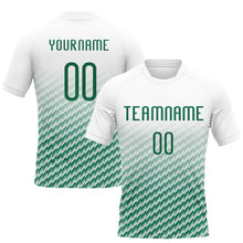 Laden Sie das Bild in den Galerie-Viewer, Custom White Kelly Green Geometric Shape Sublimation Volleyball Uniform Jersey
