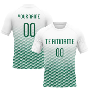 Custom White Kelly Green Geometric Shape Sublimation Volleyball Uniform Jersey