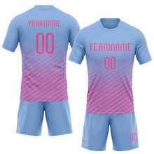 Load image into Gallery viewer, Custom Light Blue Pink Geometric Shape Sublimation Volleyball Uniform Jersey
