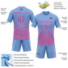 Load image into Gallery viewer, Custom Light Blue Pink Geometric Shape Sublimation Volleyball Uniform Jersey
