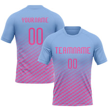 Load image into Gallery viewer, Custom Light Blue Pink Geometric Shape Sublimation Volleyball Uniform Jersey
