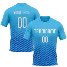 Laden Sie das Bild in den Galerie-Viewer, Custom Sky Blue White-Thunder Blue Geometric Shape Sublimation Volleyball Uniform Jersey
