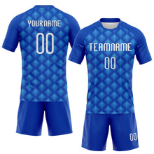 Load image into Gallery viewer, Custom Thunder Blue White-Sky Blue Geometric Shape Sublimation Volleyball Uniform Jersey
