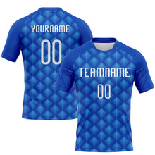 Load image into Gallery viewer, Custom Thunder Blue White-Sky Blue Geometric Shape Sublimation Volleyball Uniform Jersey
