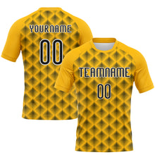 Laden Sie das Bild in den Galerie-Viewer, Custom Gold Black-White Geometric Shape Sublimation Volleyball Uniform Jersey
