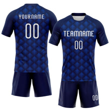 Laden Sie das Bild in den Galerie-Viewer, Custom Navy White-Thunder Blue Geometric Shape Sublimation Volleyball Uniform Jersey
