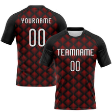 Load image into Gallery viewer, Custom Black White-Red Geometric Shape Sublimation Volleyball Uniform Jersey
