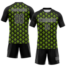 Laden Sie das Bild in den Galerie-Viewer, Custom Black White-Neon Green Geometric Shape Sublimation Volleyball Uniform Jersey
