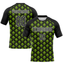 Laden Sie das Bild in den Galerie-Viewer, Custom Black White-Neon Green Geometric Shape Sublimation Volleyball Uniform Jersey
