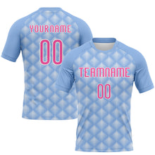 Laden Sie das Bild in den Galerie-Viewer, Custom Light Blue Pink-White Geometric Shape Sublimation Volleyball Uniform Jersey
