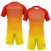 Laden Sie das Bild in den Galerie-Viewer, Custom Yellow Red-White Geometric Shape Sublimation Volleyball Uniform Jersey
