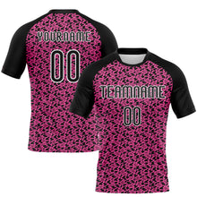 Laden Sie das Bild in den Galerie-Viewer, Custom Pink Black-White Geometric Shape Sublimation Volleyball Uniform Jersey
